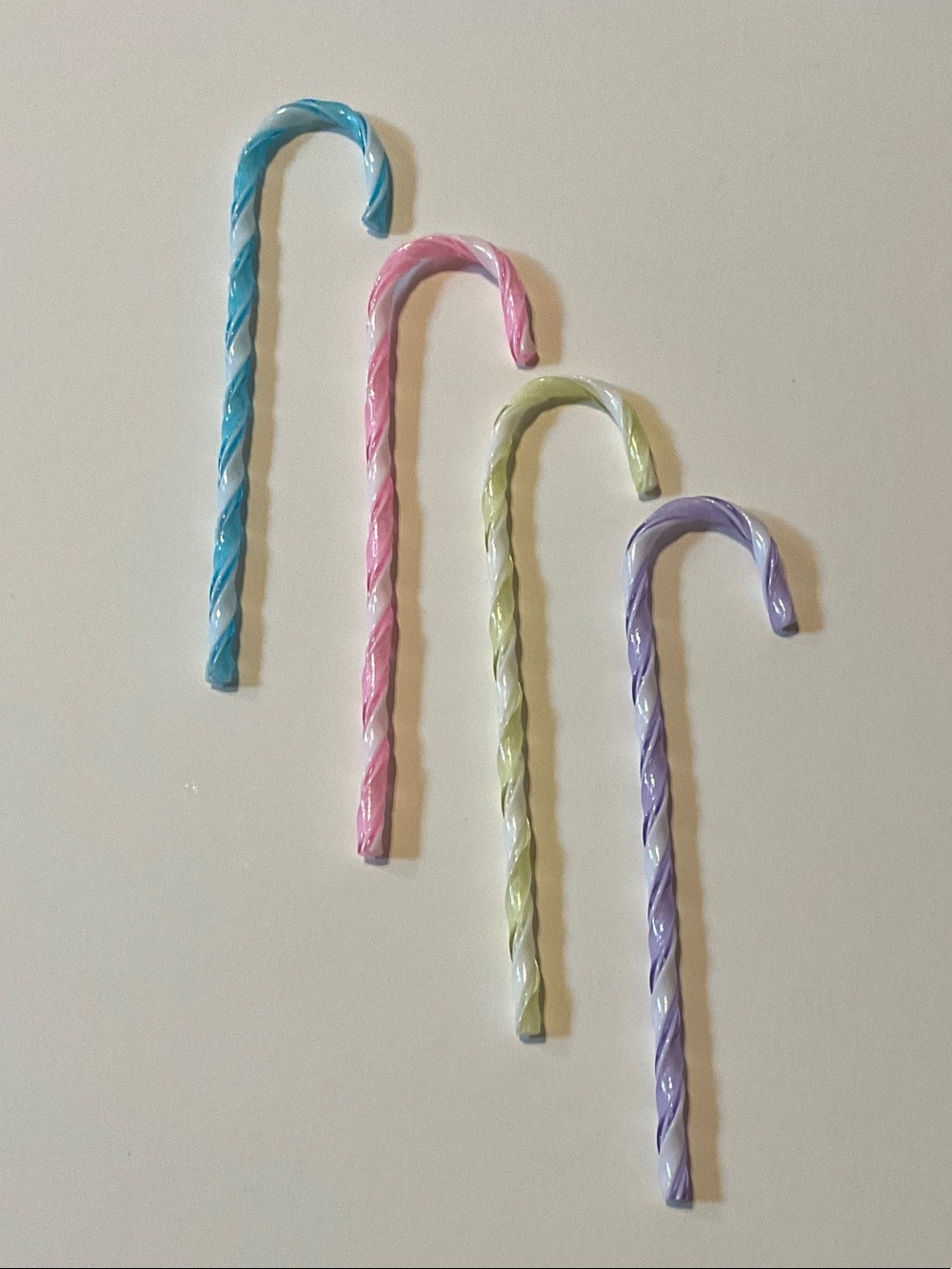 48 Pastel Candy Canes- 12-each color Blue, Pink, Green, Purple with white